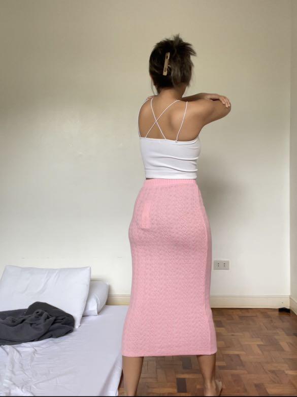 Zara knitted pink midi skirt with tag Women s Fashion Bottoms