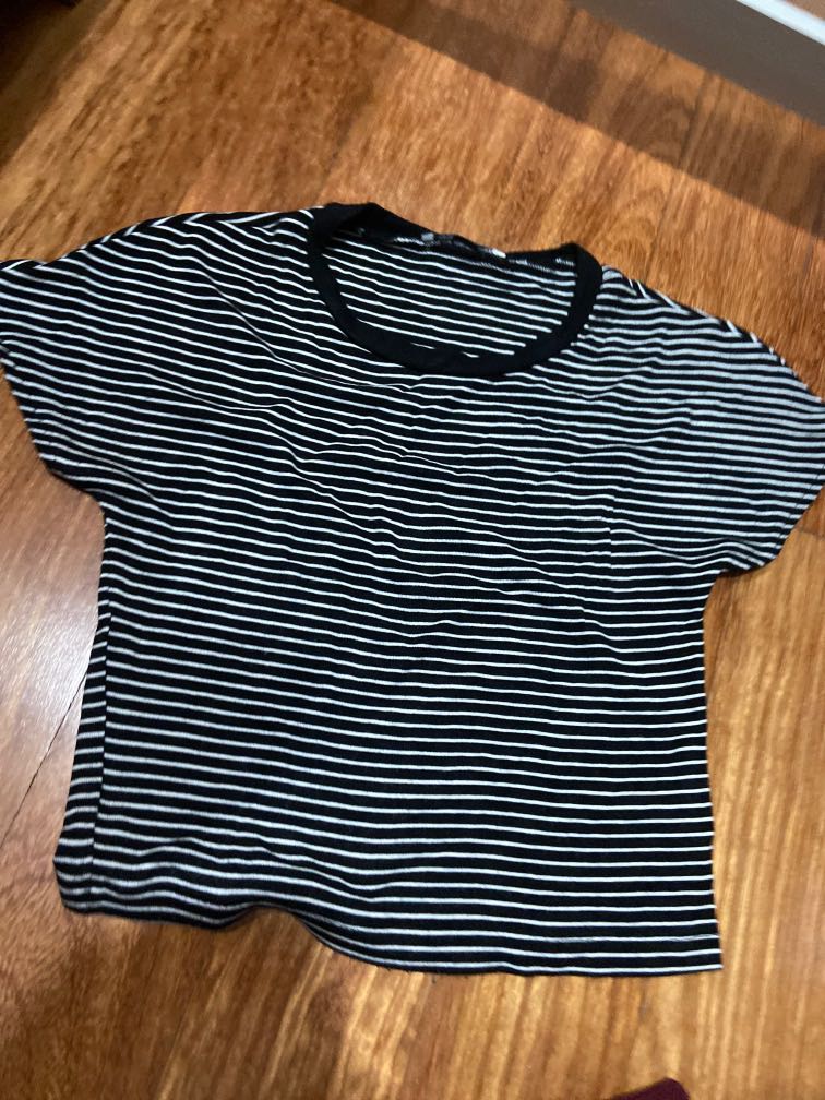 Zara Trafaluc Crop Top striped, Fesyen 
