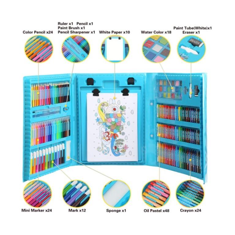  H & B 208-Piece Art Supplies Kit for Painting & Drawing,Kids Art  Set Case, Portable Art Box, Oil Pastels, Crayons, Colored Pencils, Markers,  Great Gift for Kids, Girls, Boys, Teens