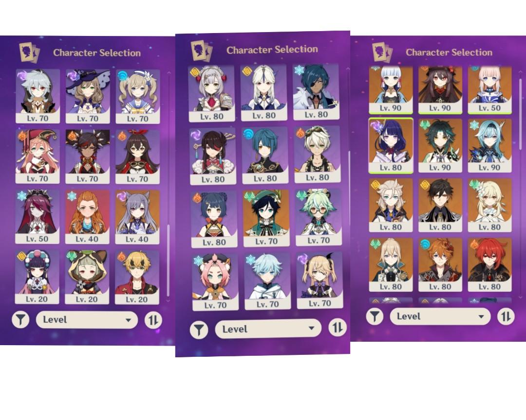Compte Genshin Impact EU – AR58, 33 Persos 5 étoiles, Tous Les 4 étoiles, PC, Neuf