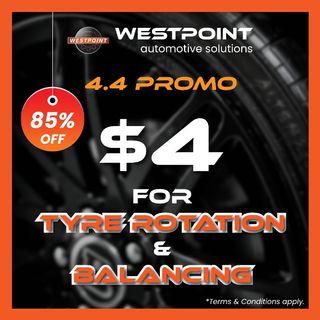 $4 Tyre Rotation & Balancing Westpoint Automotive | April Promo 2022 