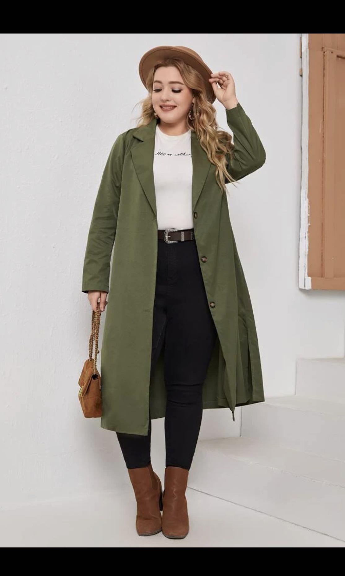 Olive green on sale plus size coat