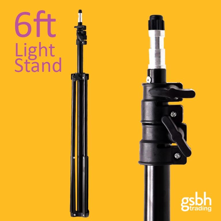6ft Light Stand use for Studio Equipment Umbrella Strobe Bowen Ring Ringlight Holder (Category: Lighting & Studio Equipment) located in Caloocan City. Submitted by Benvishope (Listing ID 1153576703, Image 1). Description: Type: Light stand Material: Tubes aluminum + support feet iron Max height: 200cm Folded Length: 68cm Diameter: 16mm/22mm/ 19mm Tube Thickness: 0.4mm Min Height: 68cm Weight: 860grams Bearing load: 3kg.