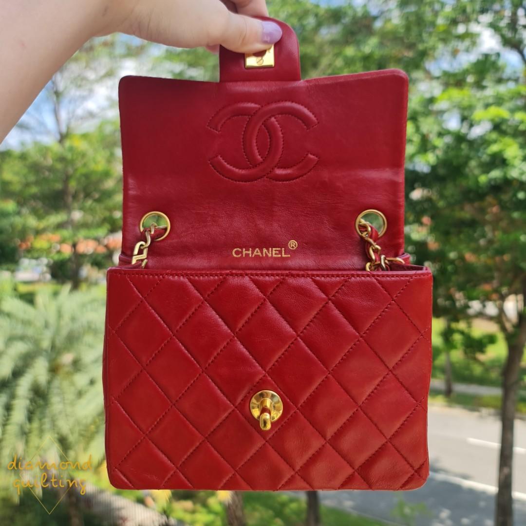 [SOLD] (RARE!) VINTAGE CHANEL RED MINI SQUARE 17CM CLASSIC FLAP BAG CF LAMBSKIN  24K GHW GOLD HARDWARE / caviar medium small jumbo 17 cm, Luxury, Bags &  Wallets on Carousell