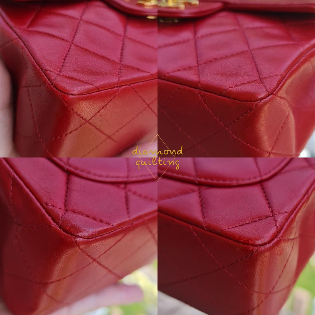 SALE ! SUPER RARE VINTAGE CHANEL CLASSIC RED SATIN MINI FLAP BAG