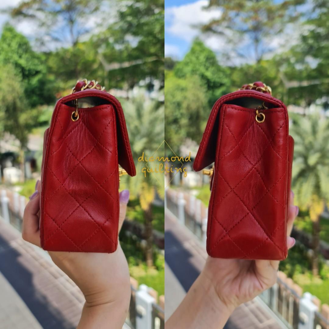 [SOLD] (RARE!) VINTAGE CHANEL RED MINI SQUARE 17CM CLASSIC FLAP BAG CF LAMBSKIN  24K GHW GOLD HARDWARE / caviar medium small jumbo 17 cm, Luxury, Bags &  Wallets on Carousell
