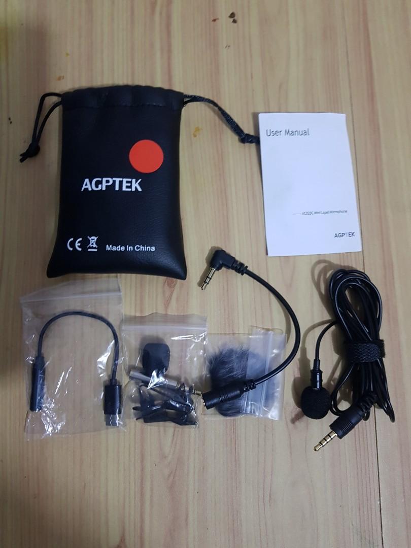 AGPTEK videography microphone 3.5mm lavalier mic, Audio, Microphones on