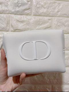 [Authentic] Dior Makeup/ Cosmetic pouch/ storage bag/ accessories bag/Purse Short Zipper/Purse Coin Bag Small Wallet gold/white
