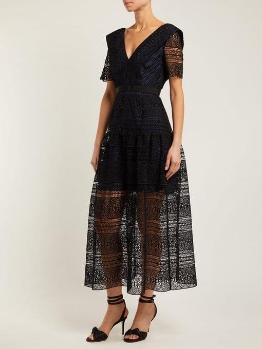 Self portrait spiral cheap lace midi dress