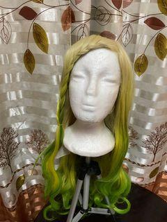 Blonde green ombre wig