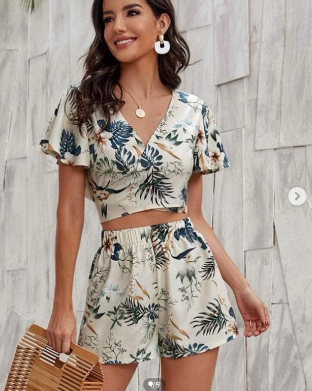 Brand New Shein Floral and Tropical print coords, Women's Fashion ...