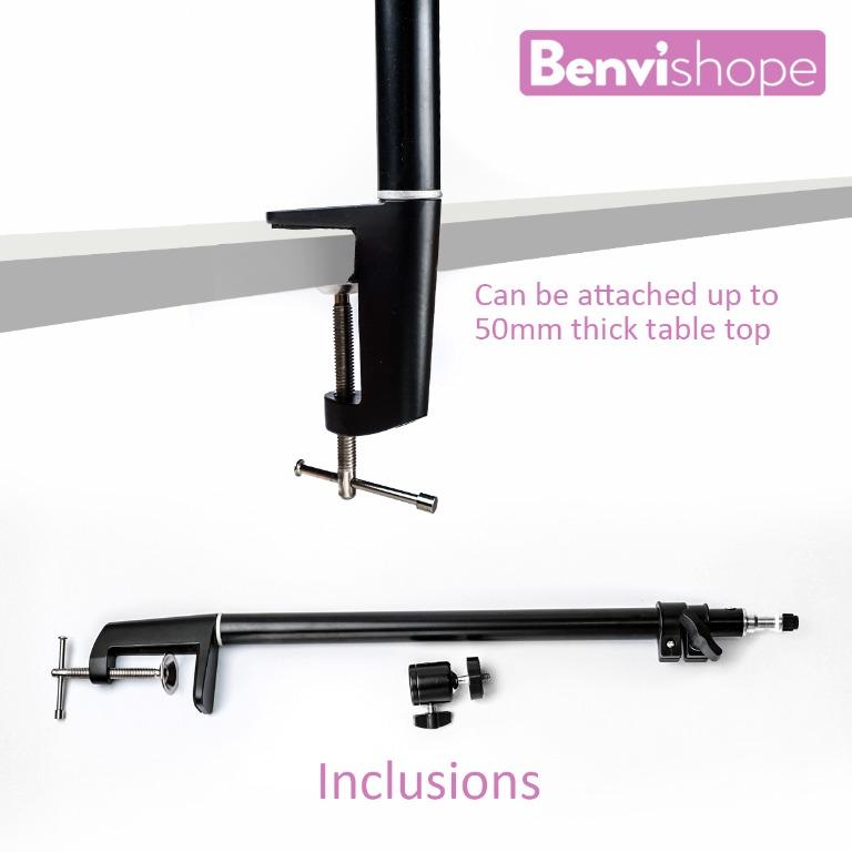 C Clamp Desk Mount Light Stand with 1/4" Ball Head and Hot Shoe Mount