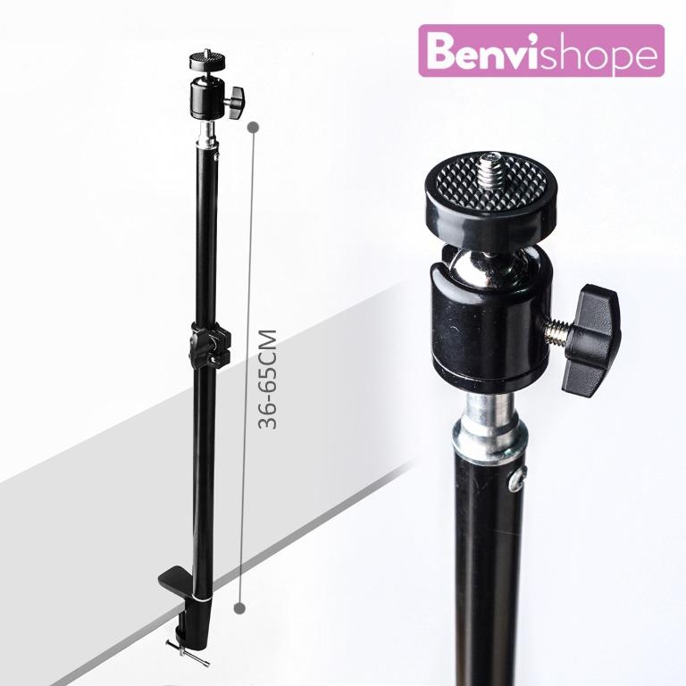 C Clamp Desk Mount Light Stand with 1/4" Ball Head and Hot Shoe Mount