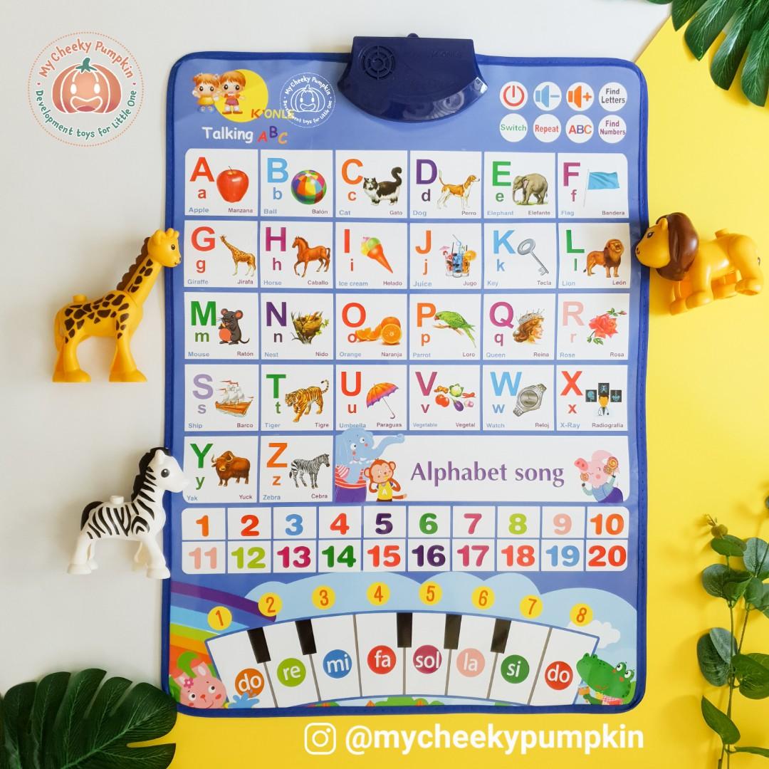 Yellow Electronic Interactive Alphabet Wall Chart Bilingual English and Chinese Educational Poster GLOGLOW Interactive Learning Wall Charts 