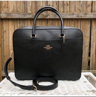 Coach Briefcase Leather Laptop Bag F39022 - Black