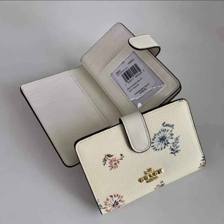 Medium corner zip wallet with dandelion hotsell floral print