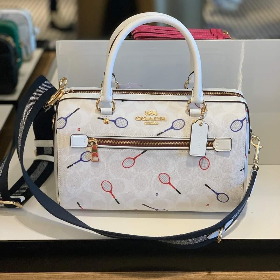Coach rowan mono white raquets thick strap, Luxury, Bags & Wallets on  Carousell