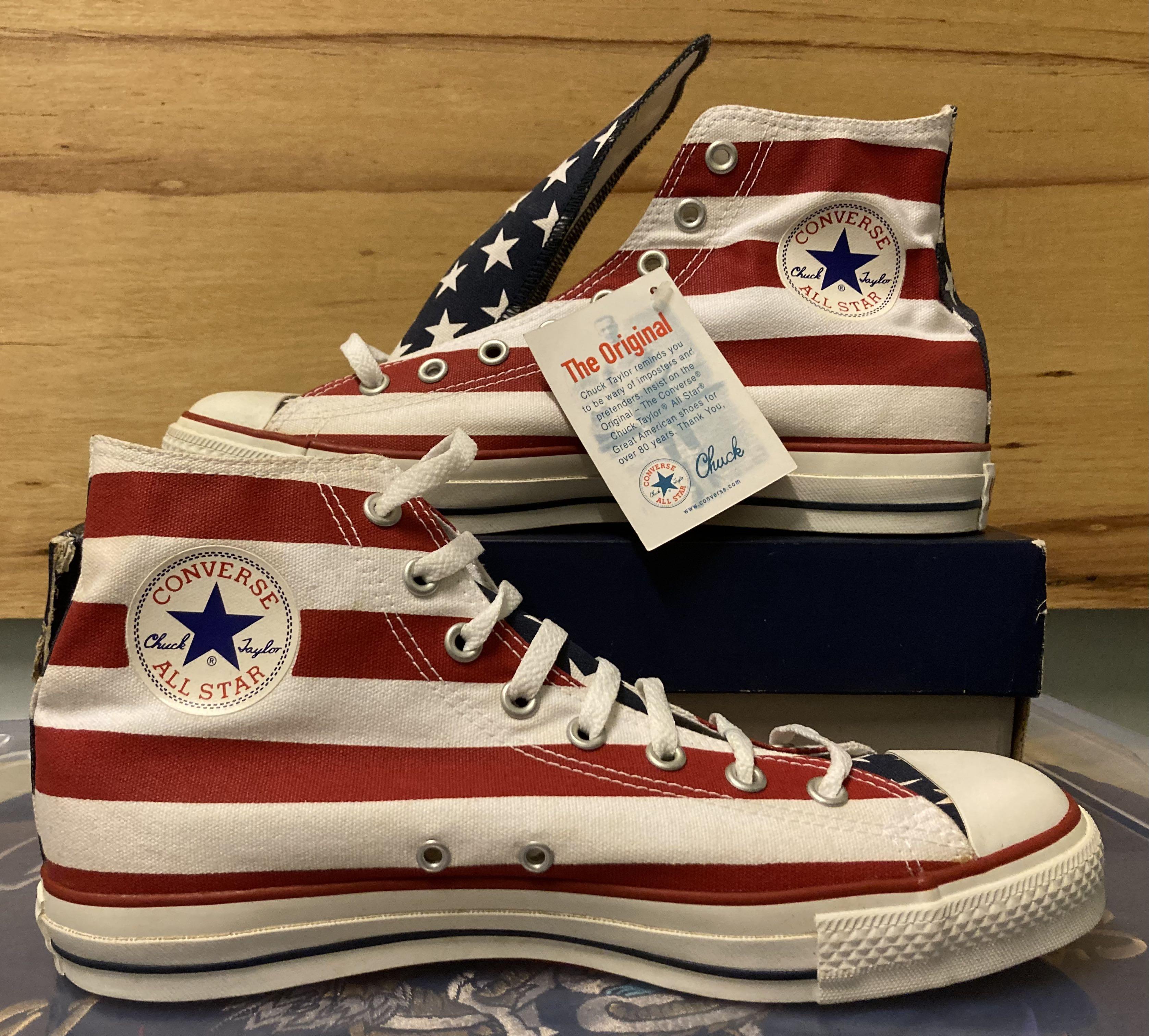 Converse ALL STAR @ STARS & BARS HI M8437 WHT/BLUE/RED (AMERICAN FLAG),  Men's Fashion, Footwear, Sneakers on Carousell