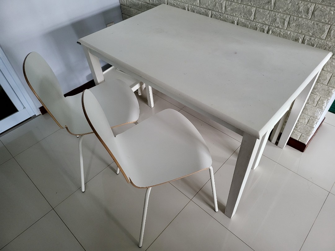 Dining Table + 2 Ikea Chairs, Furniture & Home Living, Furniture, Tables & Sets on Carousell
