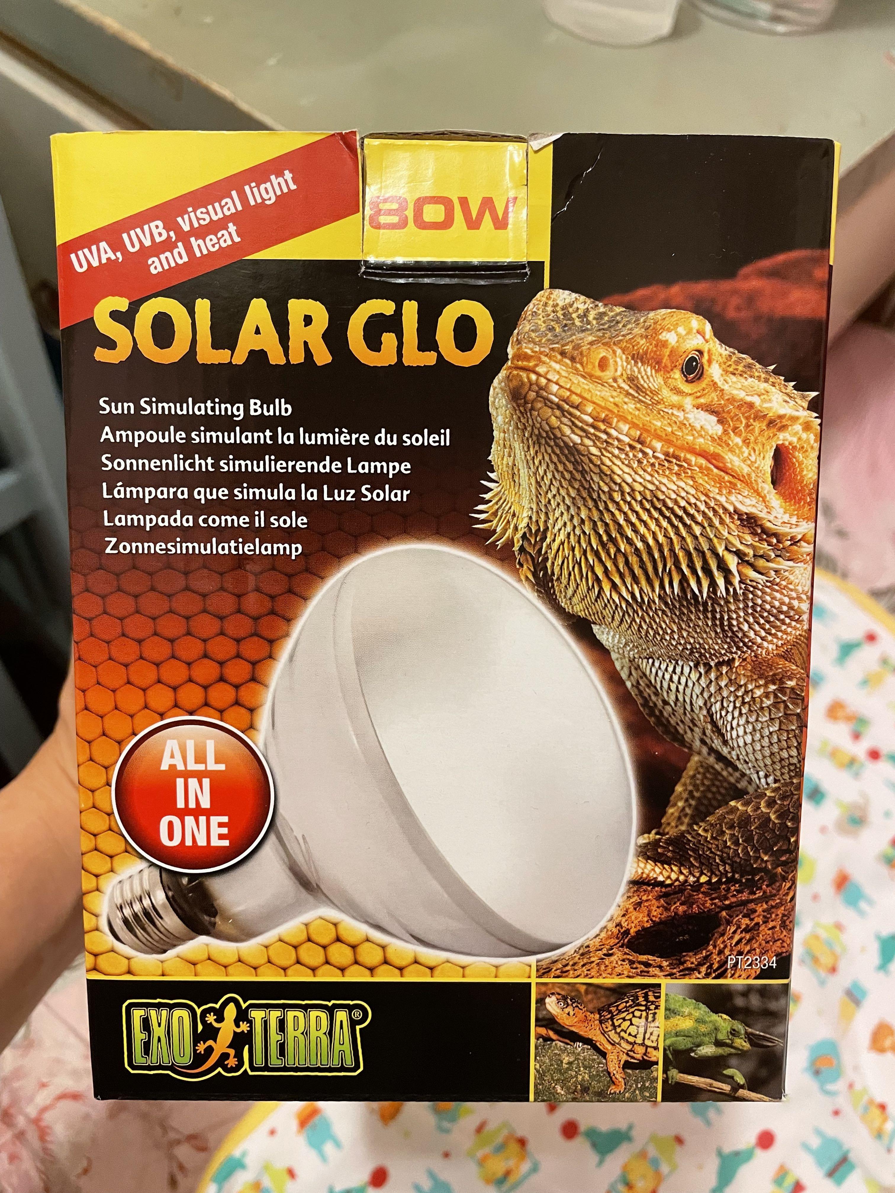EXOTERRA 希瑾 燈泡 Solar Glo UVA UVB 熱燈 太陽燈 80W, 寵物用品, 寵物家品及其他 Carousell