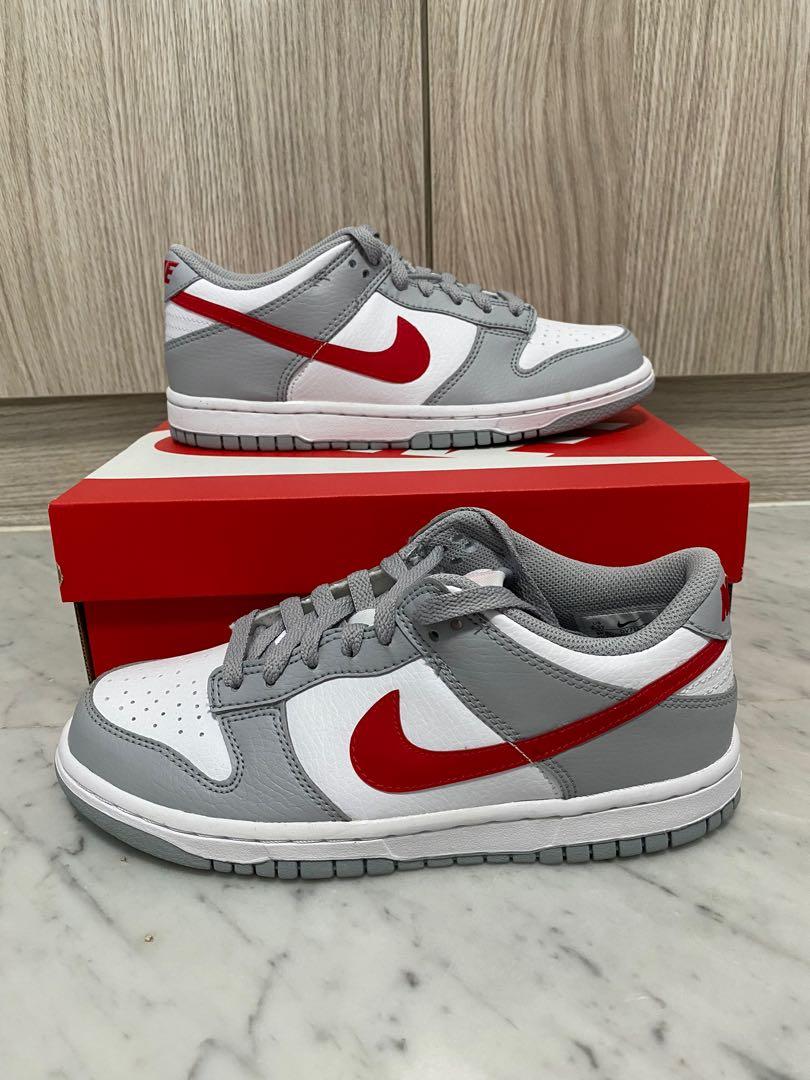 red and grey dunks gs