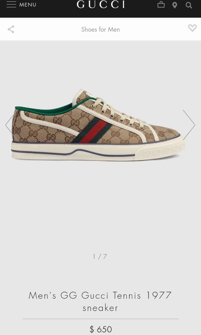 men's gg gucci tennis 1977 sneaker