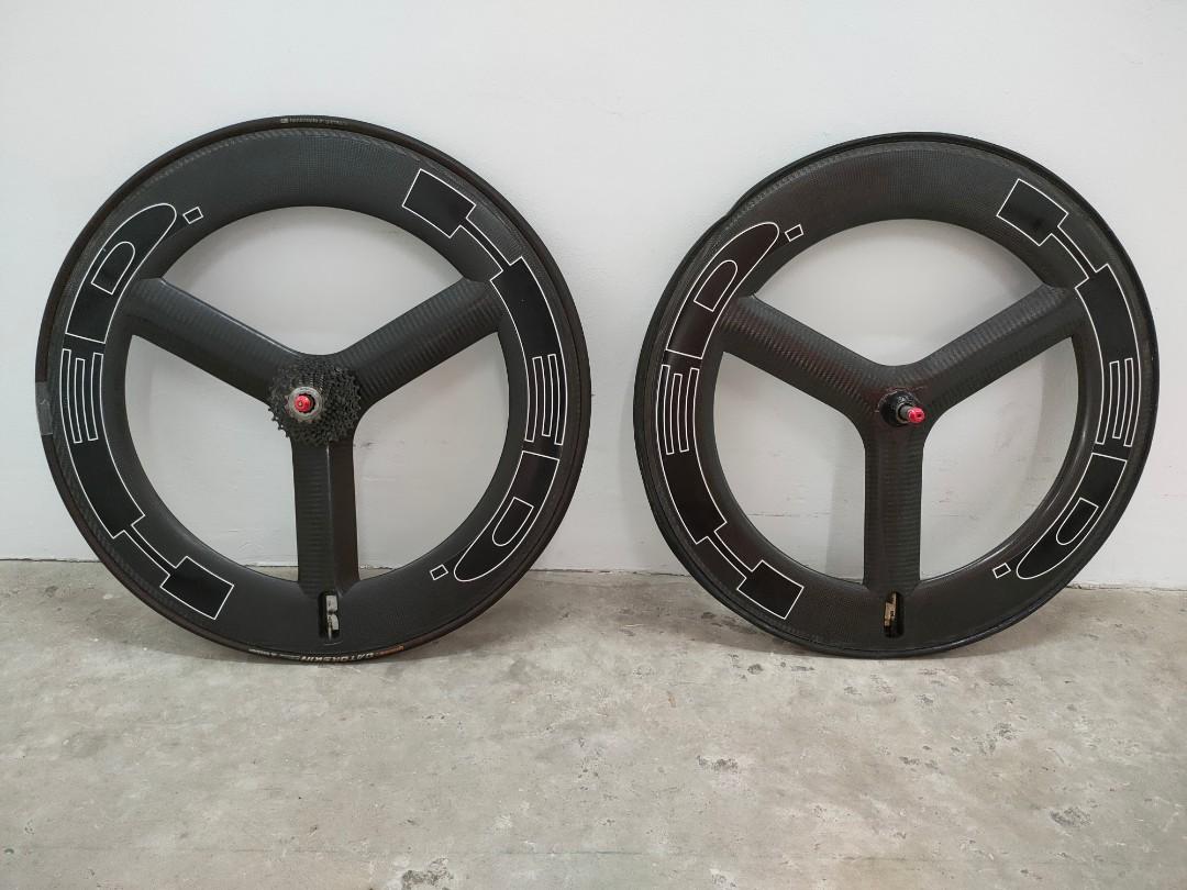 HED H3D full carbon tubular wheelset., Sports Equipment, Bicycles 