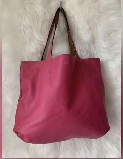 Hermes Double Sens medium model shopping bag in raspberry pink and brown togo leather With Brand Made In Stamp
