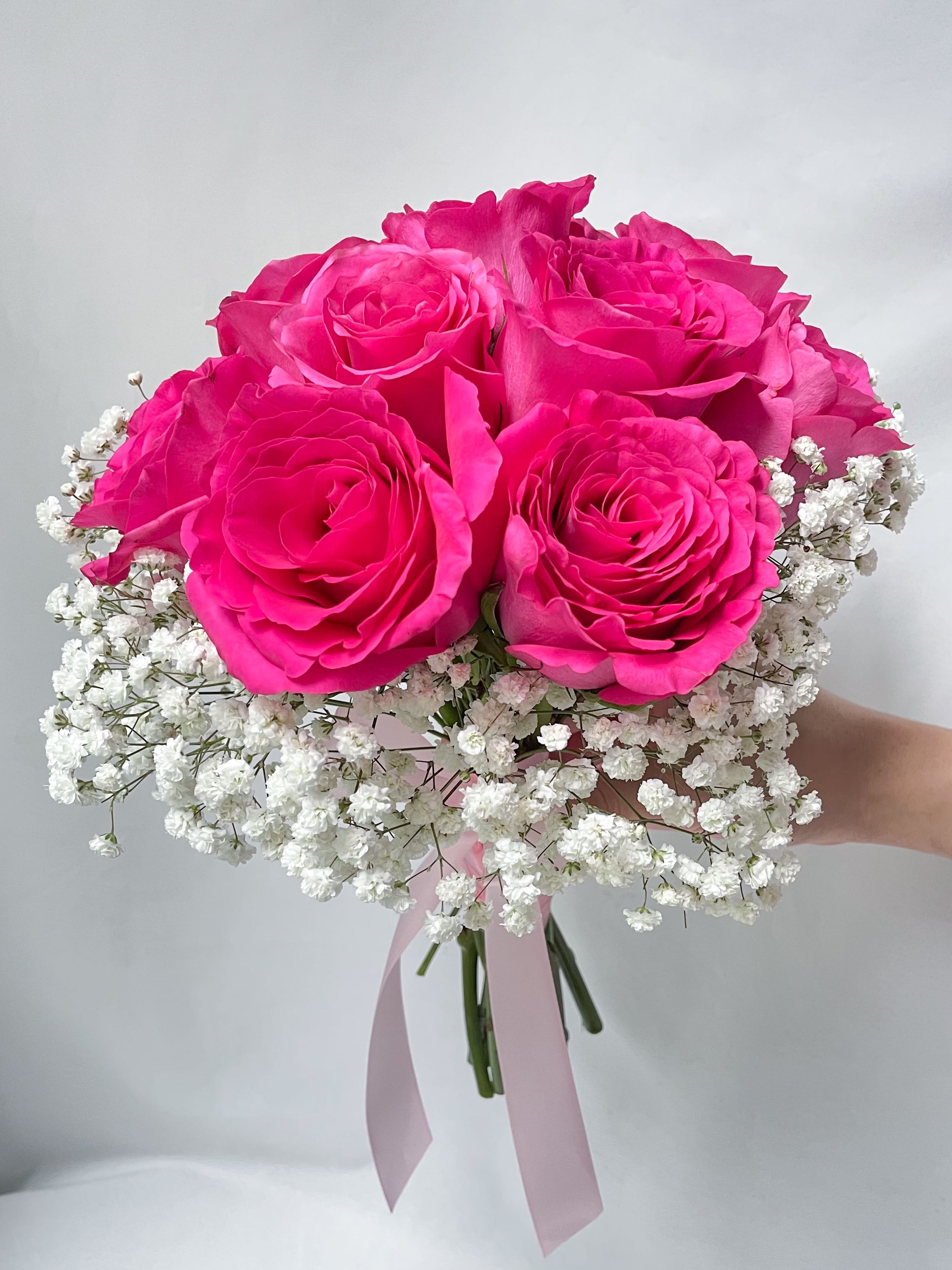 Hot Pink Roses Bridal Bouquet Wedding Bride Bridesmaid ROM