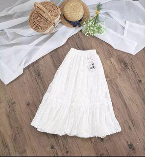 Lace A line White Skirt