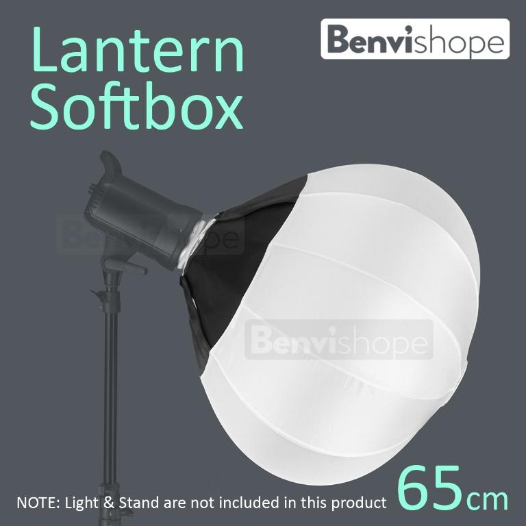 Lantern Softbox Soft Light 65CM Modifier, for studio strobe, flash or led light with Bowens Mount (Category: Lighting & Studio Equipment) located in Caloocan City. Submitted by Benvishope (Listing ID 1153573410, Image 1). Description: 【OMNIDIRECTIONAL LIGHT】：The Spherical Lantern is perfect for creating soft and even light that spreads in all directions, whether in a small space or a larger scene. With a 270° beam angle, the light is ideal for vi