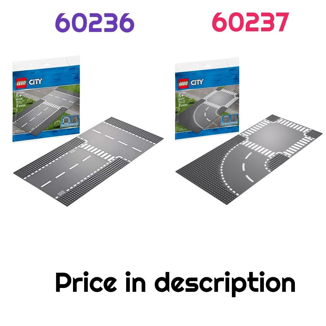 Lego 4 Road Plates 60236 Straight T-Junction 60237 Curve Cross NEW