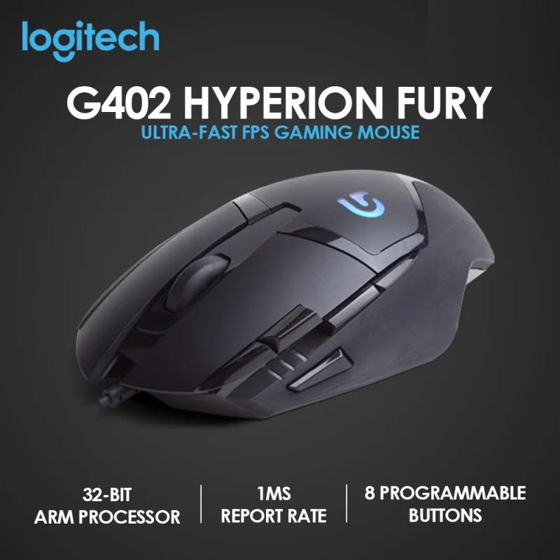 Logitech G402 Hyperion Fury 高速追蹤遊戲滑鼠 電腦 科技 電腦周邊及配件 電腦滑鼠及相關產品 Carousell