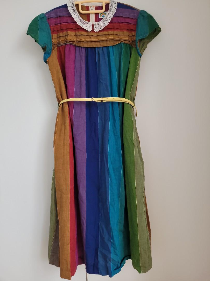 Long rainbow vintage dress