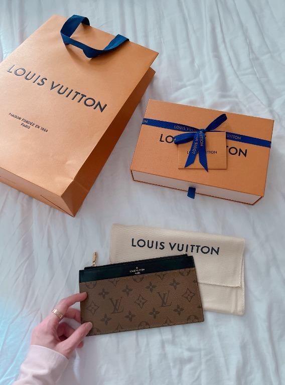 Auth Louis Vuitton long wallet monogram reverse slim purse M80390