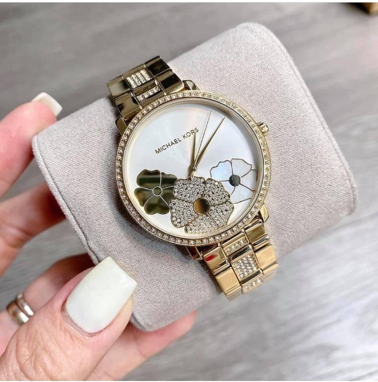 Michael Kors Floral Jaryn Gold tone White Dial Women s Watch