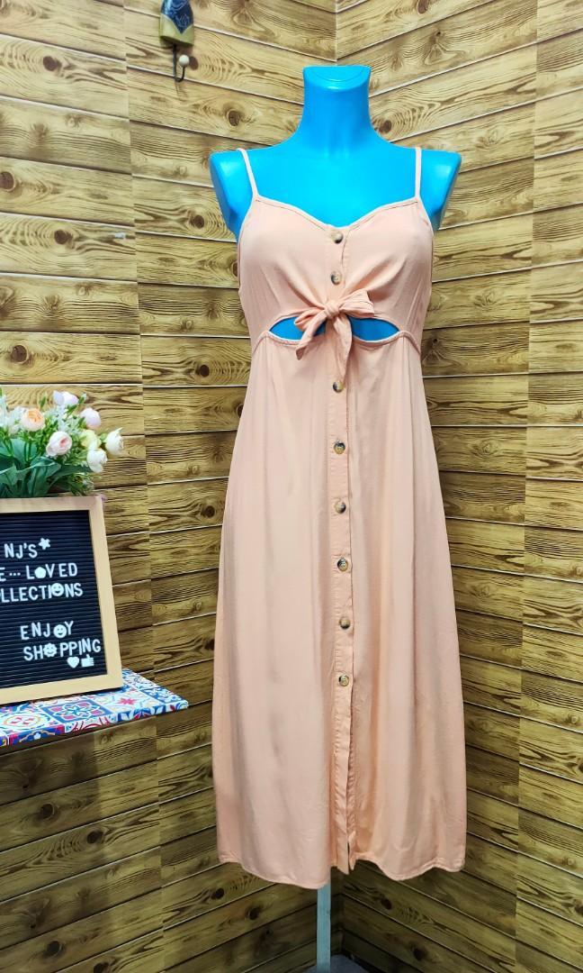 Mimi Chica Tie Front Peach Button Down Dress Women s Fashion