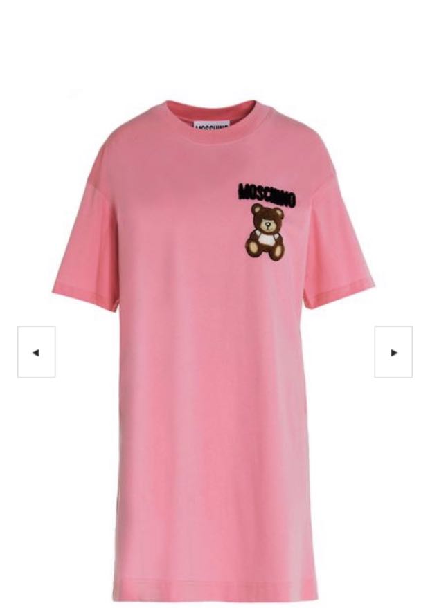 BNWT Moschino Furry Teddy Bear T shirt Dress in Pink Luxury
