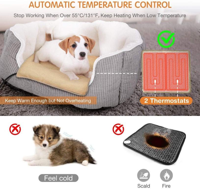 OMORC Pet Heating Pad 12V Low Voltage Safety Electric Dog Cat Heating Pad Adjustable Warming Heating Pad for Pet Soft Pet Heating Mat with Auto