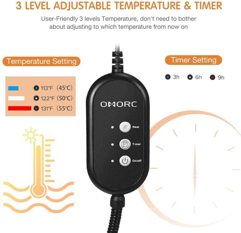 OMORC Pet Heating Pad 12V Low Voltage Safety Electric Dog Cat Heating Pad Adjustable Warming Heating