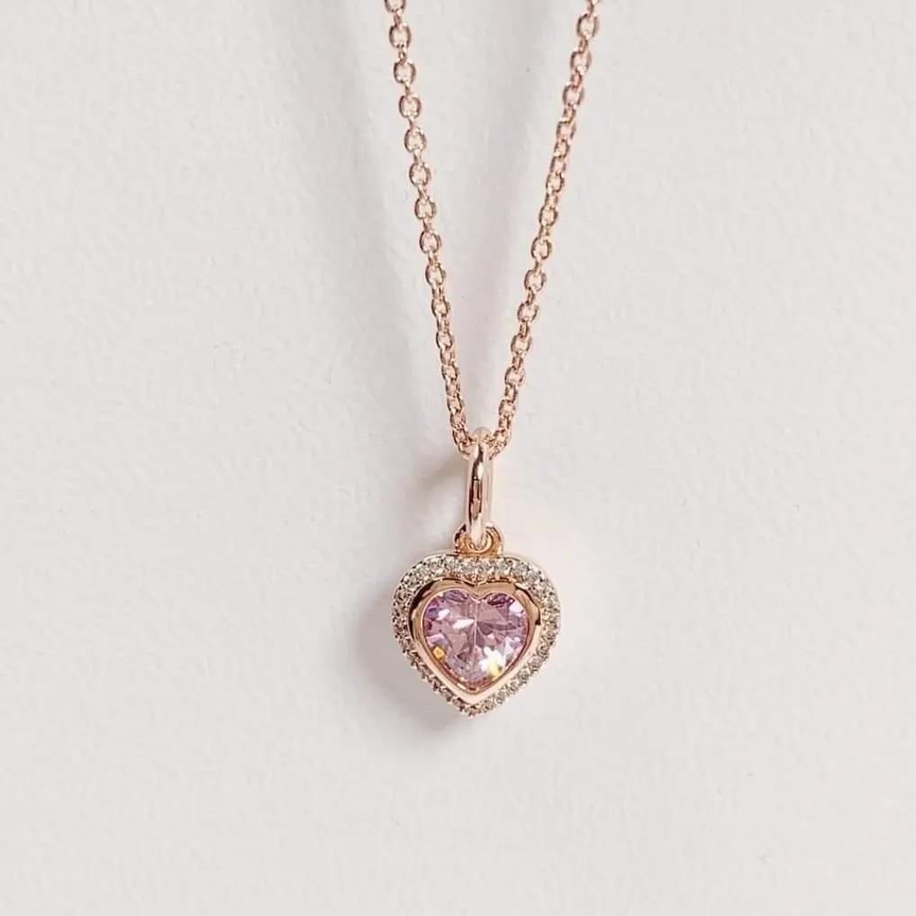 Pandora rosegold pink heart necklace Women s Fashion Jewelry Organizers Necklaces on Carousell