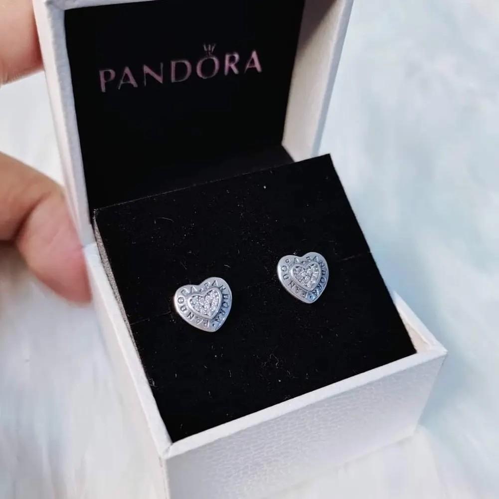 Pandora heart on sale shaped earrings