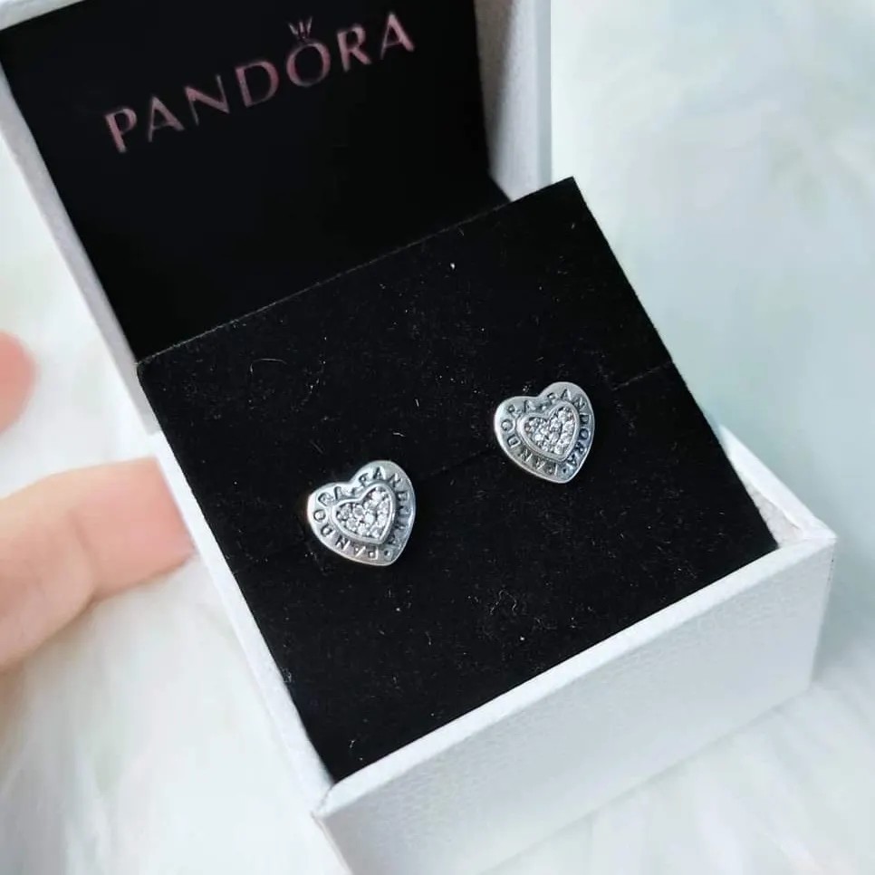 Pandora heart outlet earrings silver