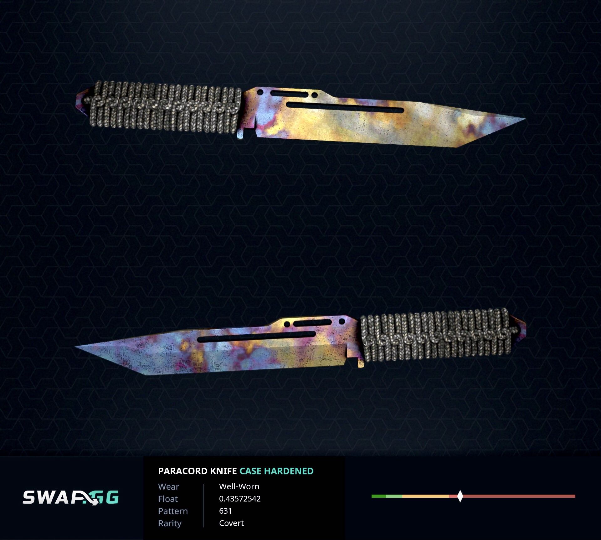 Paracord Case Hardened Gold Blue Gem CSGO Knife, Video Gaming, Gaming