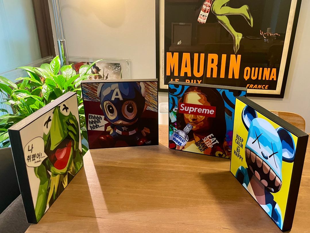 Pop Art x4. Kermit, Captain America, Mona Lisa X Supreme, Kaws ...