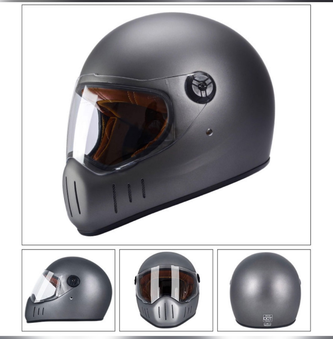 Retro Style Full Face Helmet L Size, Motorcycles, Motorcycle Apparel on