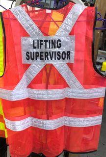 Safety Vest with words at back | Wording : Banksman, Fire Watchman, Lifting Supervisor, Rigger/Signal man, Security, Signal man, Traffic Controller