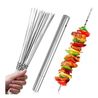 BBQ Grill Set,Stainless Steel Barbecue Tools 25pcs,Useful Grilling  Accessories with 12 Grilling Skewers for Family Camping Backyard Barbecue,Kitchen  Utensils