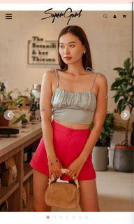 Supergurl rae ruched satin top