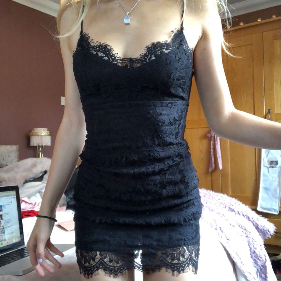 Topshop black best sale lace dress